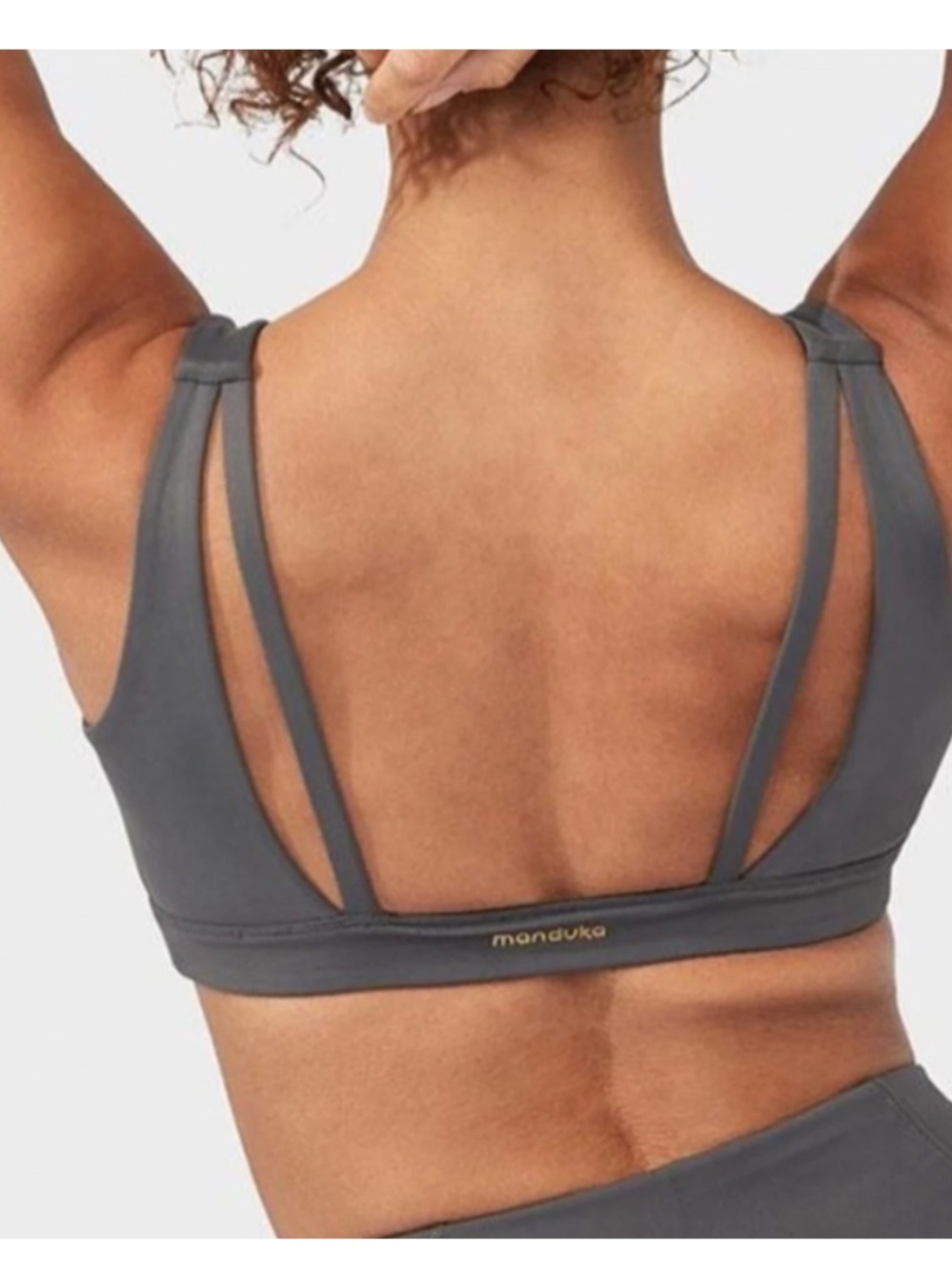 Manduka Presence Grey Double-Strap Back Sports Bra